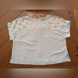 Women's Madewell Floral and Striped Short Sleeve Top